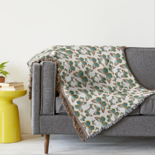 Blue Gradient Butterfly Pattern Throw Blanket