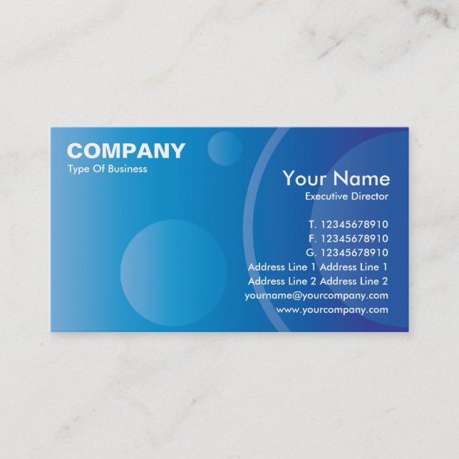 Blue Gradient Circles Business Card EX18 (Front)