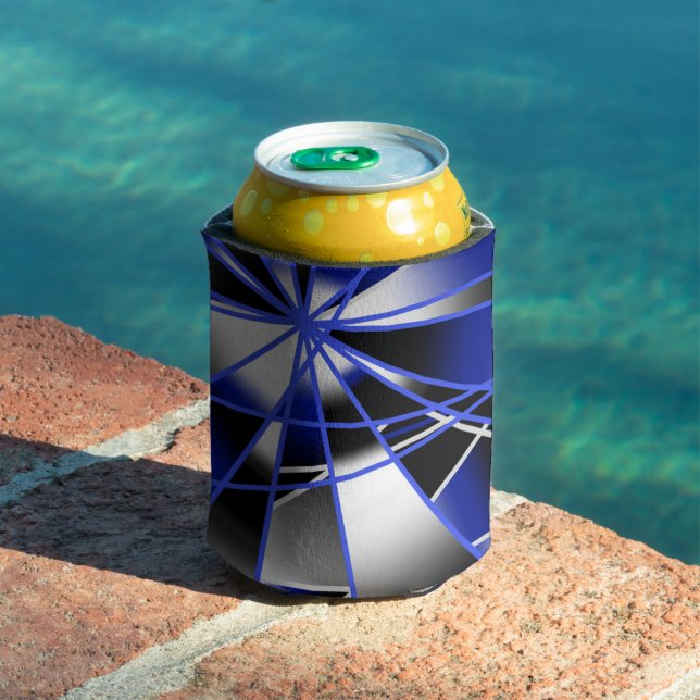 Blue Gradient Colour Fill Mechanical Drawing Mosai Can Cooler (In Situ Pool)