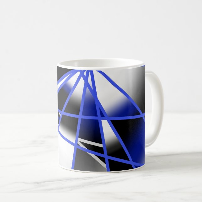 Blue Gradient Colour Fill Mechanical Drawing Mosai Coffee Mug (Front Right)