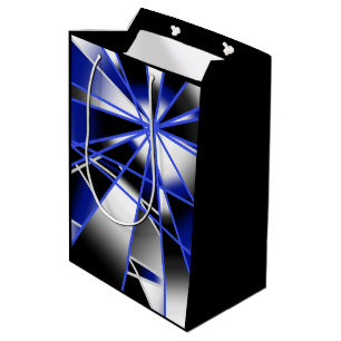 Blue Gradient Colour Fill Mechanical Drawing Mosai Medium Gift Bag