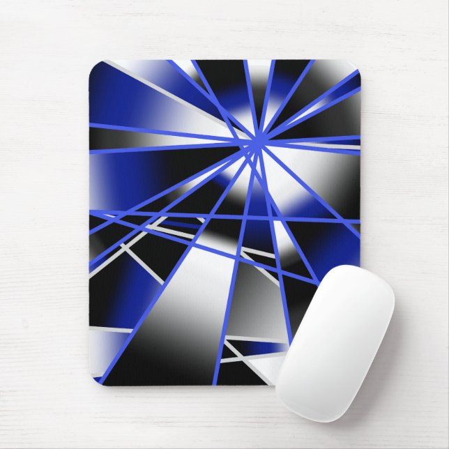 Blue Gradient Colour Fill Mechanical Drawing Mosai Mouse Mat (With Mouse)