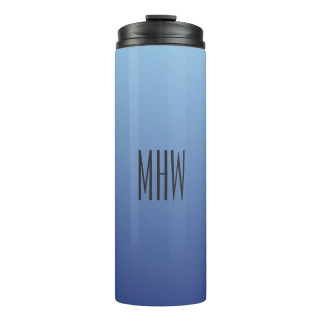 Blue Gradient custom monogram tumbler (Front)