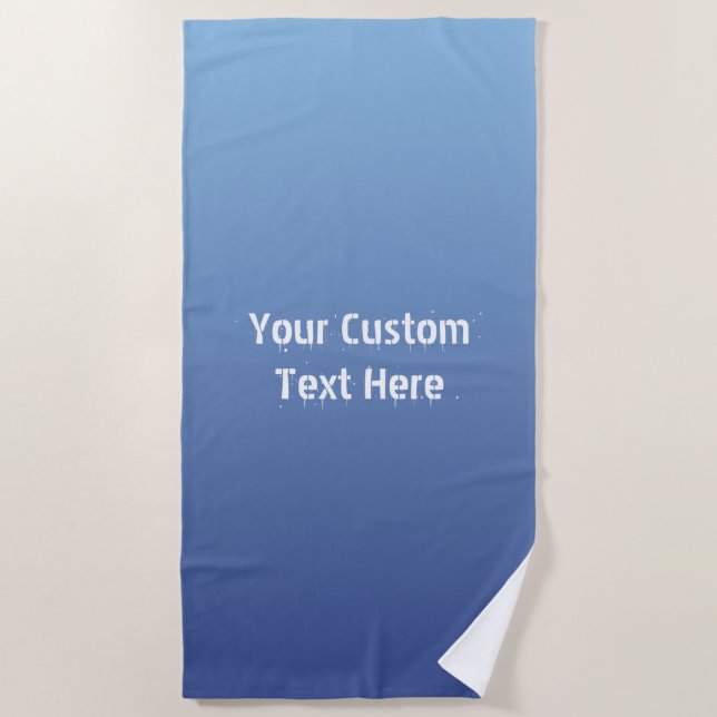 Blue Gradient custom text beach towel (Front)