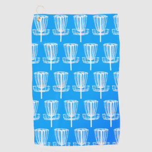 Blue gradient disc golf towel with basket