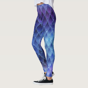 Blue Gradient Dragon Scales Leggings