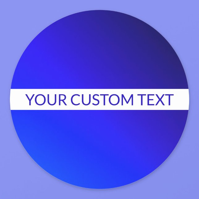Blue Gradient & Editable Text on White Stripe Classic Round Sticker (Creator Uploaded)