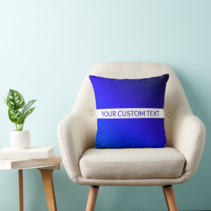 Blue Gradient & Editable Text on White Stripe Cushion