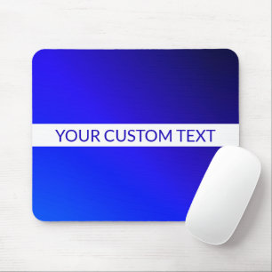 Blue Gradient & Editable Text on White Stripe Mouse Mat