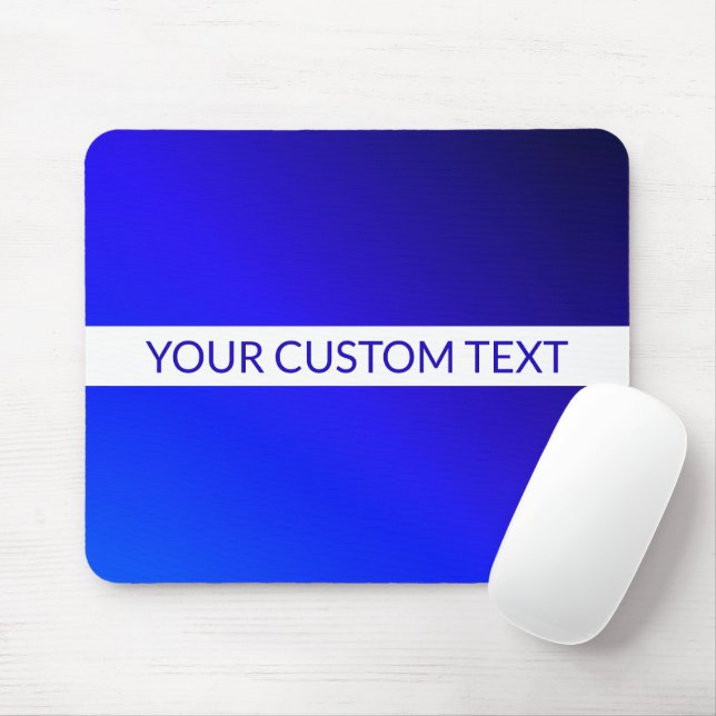 Blue Gradient & Editable Text on White Stripe Mouse Mat (With Mouse)