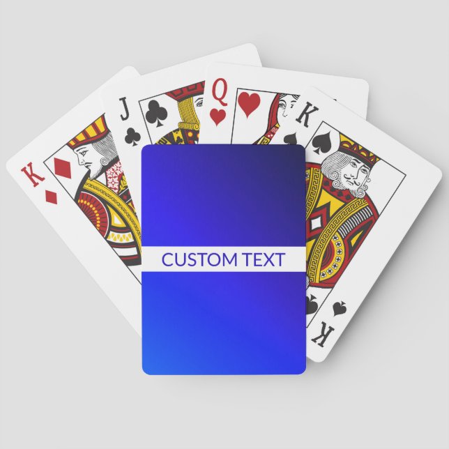 Blue Gradient & Editable Text on White Stripe Playing Cards (Back)