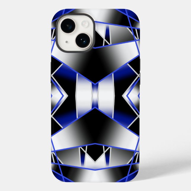 Blue Gradient Filled Mechanical Drawing Mosaic Case-Mate iPhone Case (Back)