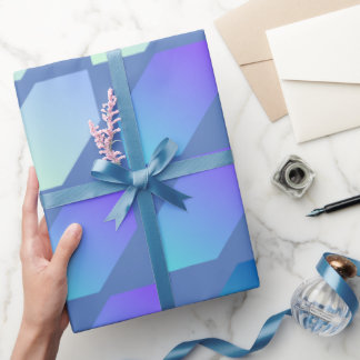 Blue Gradient Hexagon Print Wrapping Paper