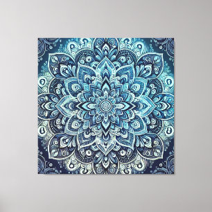 Blue Gradient Mandala Design Canvas Print