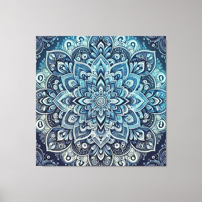 Blue Gradient Mandala Design Canvas Print (Front)