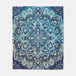 Blue Gradient Mandala Design Fleece Blanket