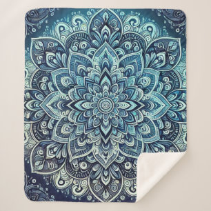Blue Gradient Mandala Design Sherpa Blanket