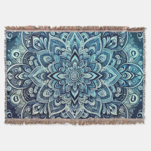 Blue Gradient Mandala Design Throw Blanket