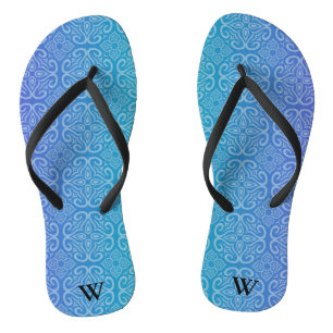 Blue Gradient  Mandala Zen Pattern Personalised  Flip Flops