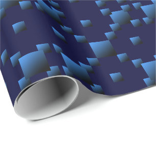Blue Gradient Mini Check Box Pattern - Navy Wrapping Paper
