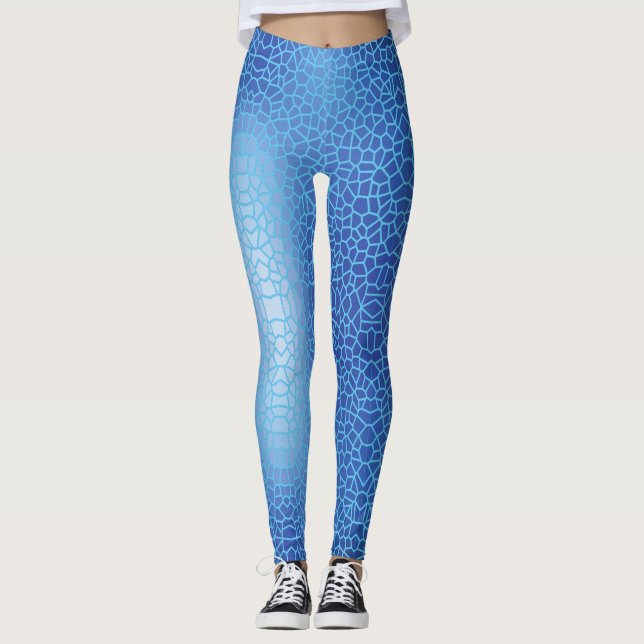 Blue Gradient Net Pattern 01 Leggings (Front)