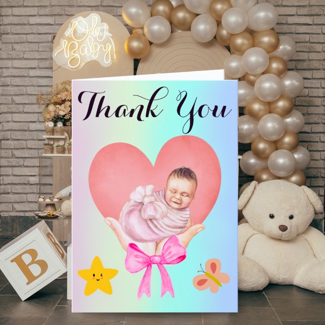 Blue Gradient Newborn Card | Hands Holding Baby (Creator Uploaded)