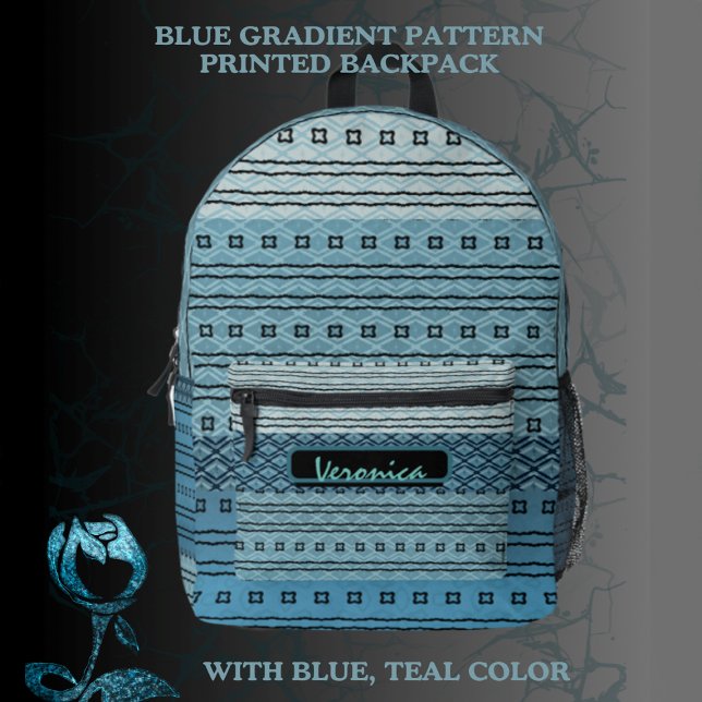 Blue Gradient Pattern   Printed Backpack (Blue gradient pattern backpack)