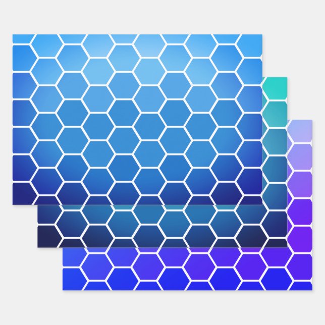 Blue Gradient Pattern  Wrapping Paper Sheet (Set)