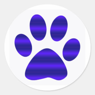 Blue Gradient Paw Print Classic Round Sticker