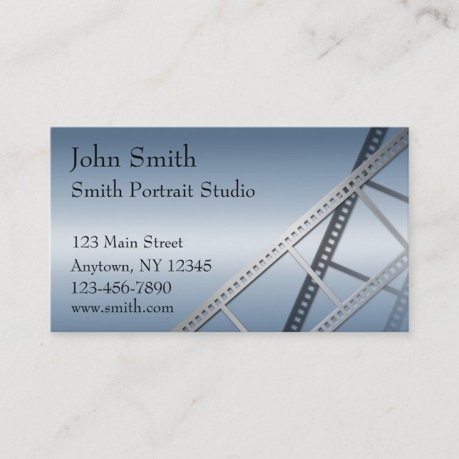 Blue Gradient Photographer Business Card (Front)