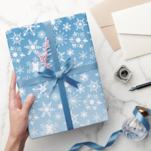 Blue gradient snowflakes wrapping paper