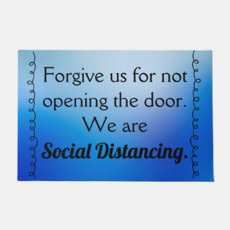 Blue Gradient Social Distancing Door Mat