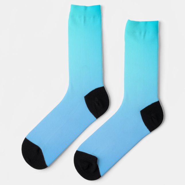 Blue gradient socks with black and white striped  (Left)