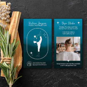Blue gradient star Yoga instructor studio teacher Business Card