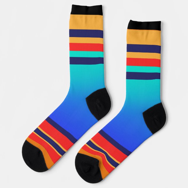 Blue Gradient +  Stripes  Socks (Left)