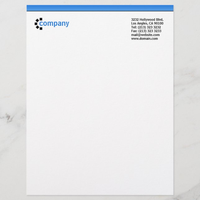 Blue Gradient Top Personalized Letterhead (Front)