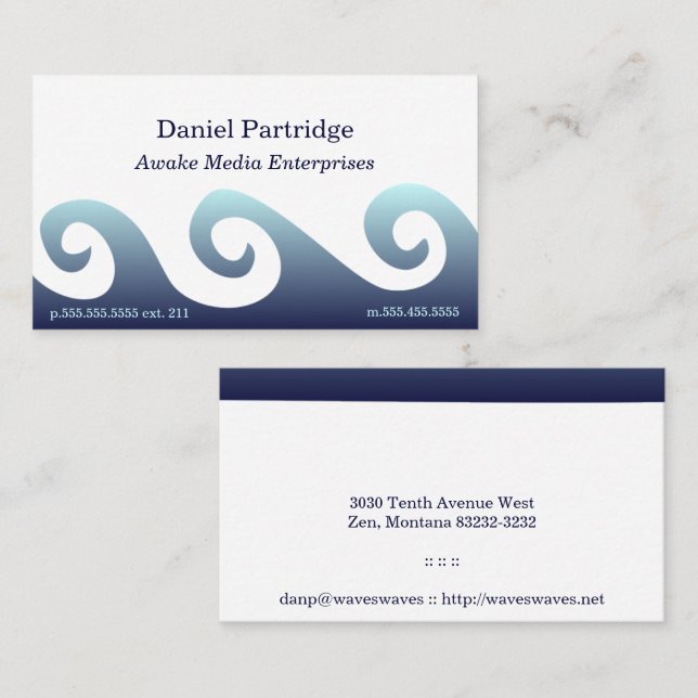 Blue Gradient Waves Business Card (Front/Back)