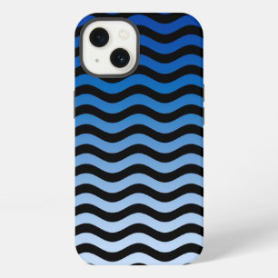 Blue Gradient Wavy Stripes iPhone 13 Case
