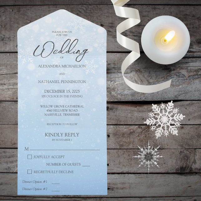 Blue Gradient with White Snowflakes All In One Invitation (Creator Uploaded)