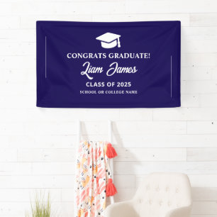 Blue graduate Congratulations on your graduation Banner