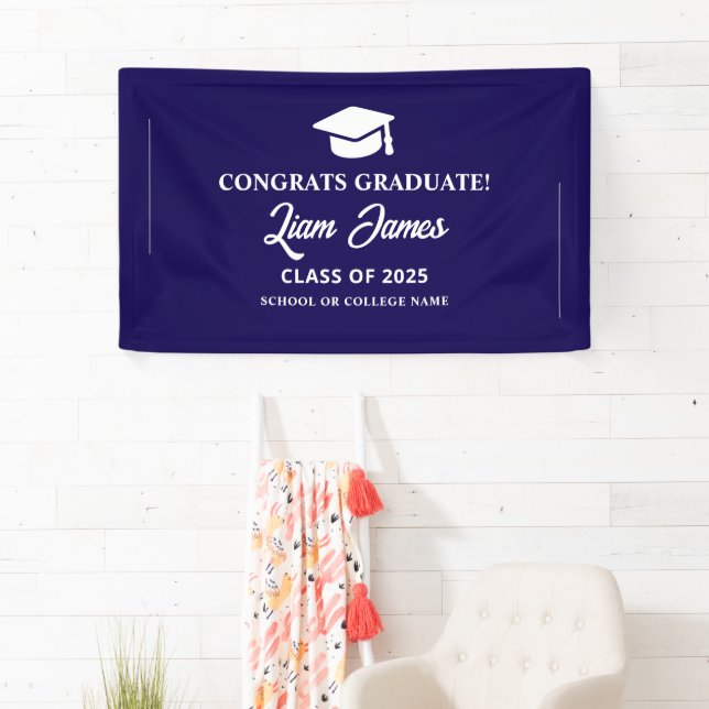 Blue graduate Congratulations on your graduation  Banner (Insitu)