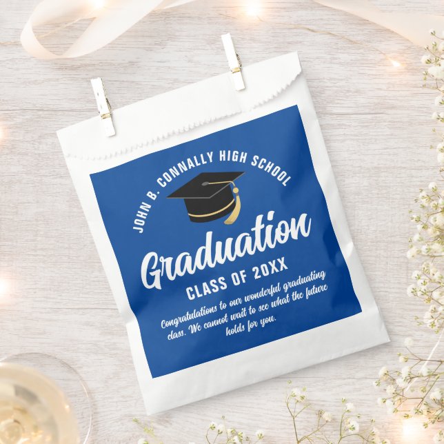 Blue Graduate Modern 2025 Custom Graduation Party Favour Bags (Clipped)