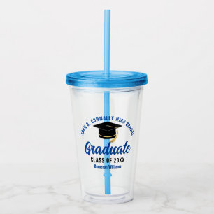 Blue Graduate Personalised Graduation Party Acrylic Tumbler