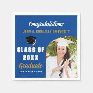 Blue Graduate Photo Arch 2024 Graduation Party Napkin