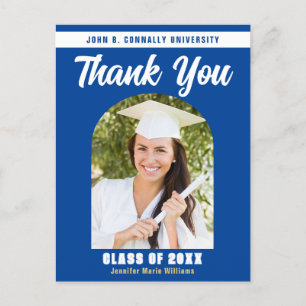 Blue Graduate Photo Arch Graduation Thank You Postcard