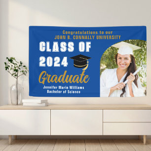 Blue Graduate Photo Arch Modern Graduation Party Banner