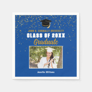 Blue Graduate Photo Class of 2024 Graduation Party Napkin