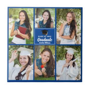 Blue Graduate Photo Collage Custom Graduation Tile