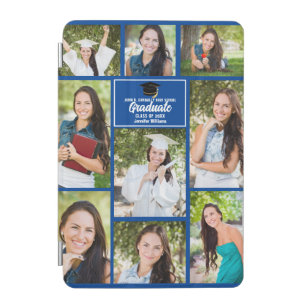 Blue Graduate Photo Collage Cute 2024 Graduation iPad Mini Cover