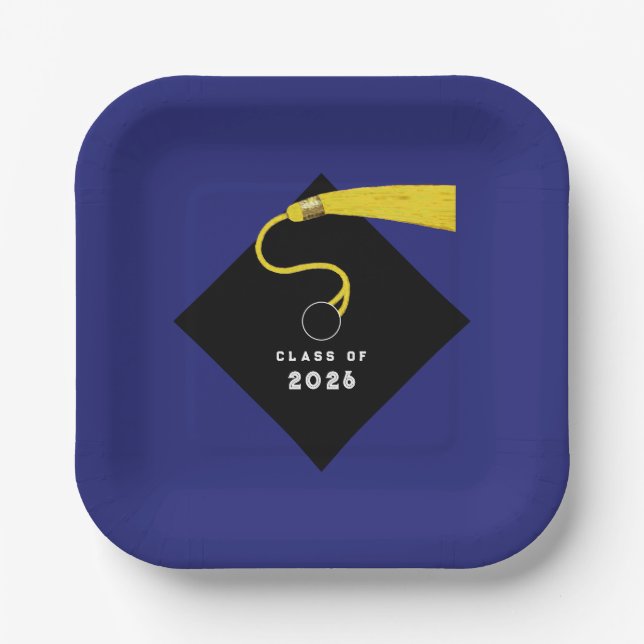 Blue Graduation 2026 Party Paper Plate (Front)